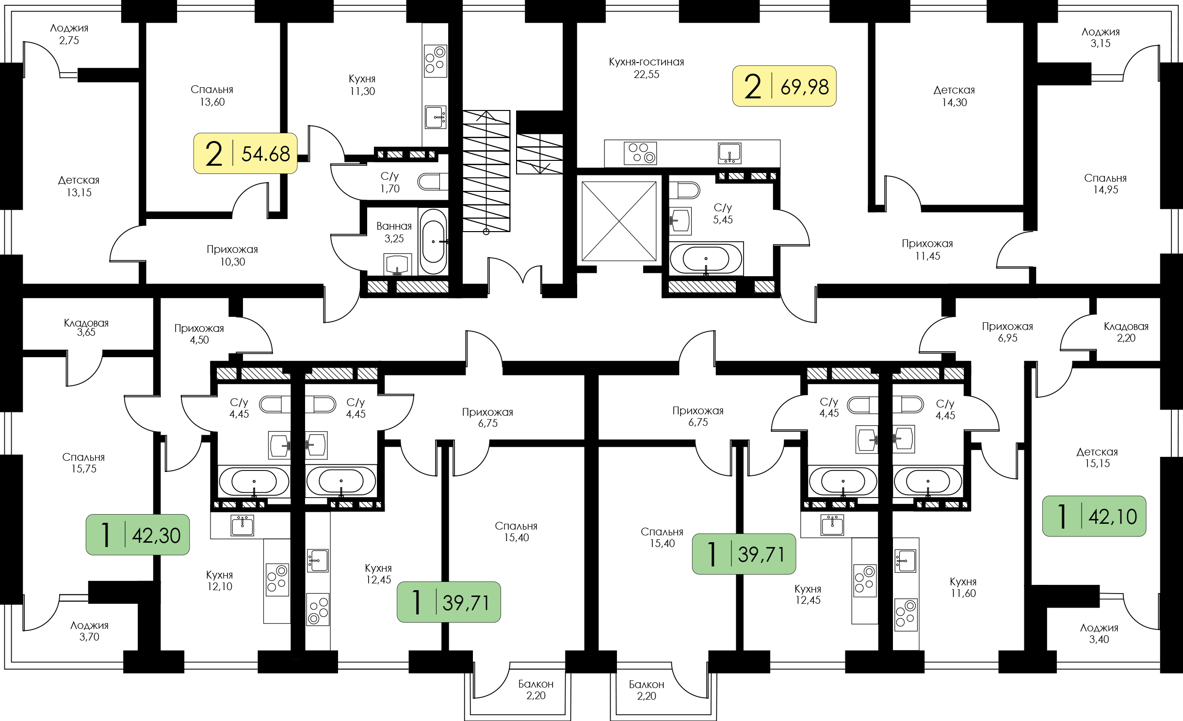 Однокомнатная квартира № 206 