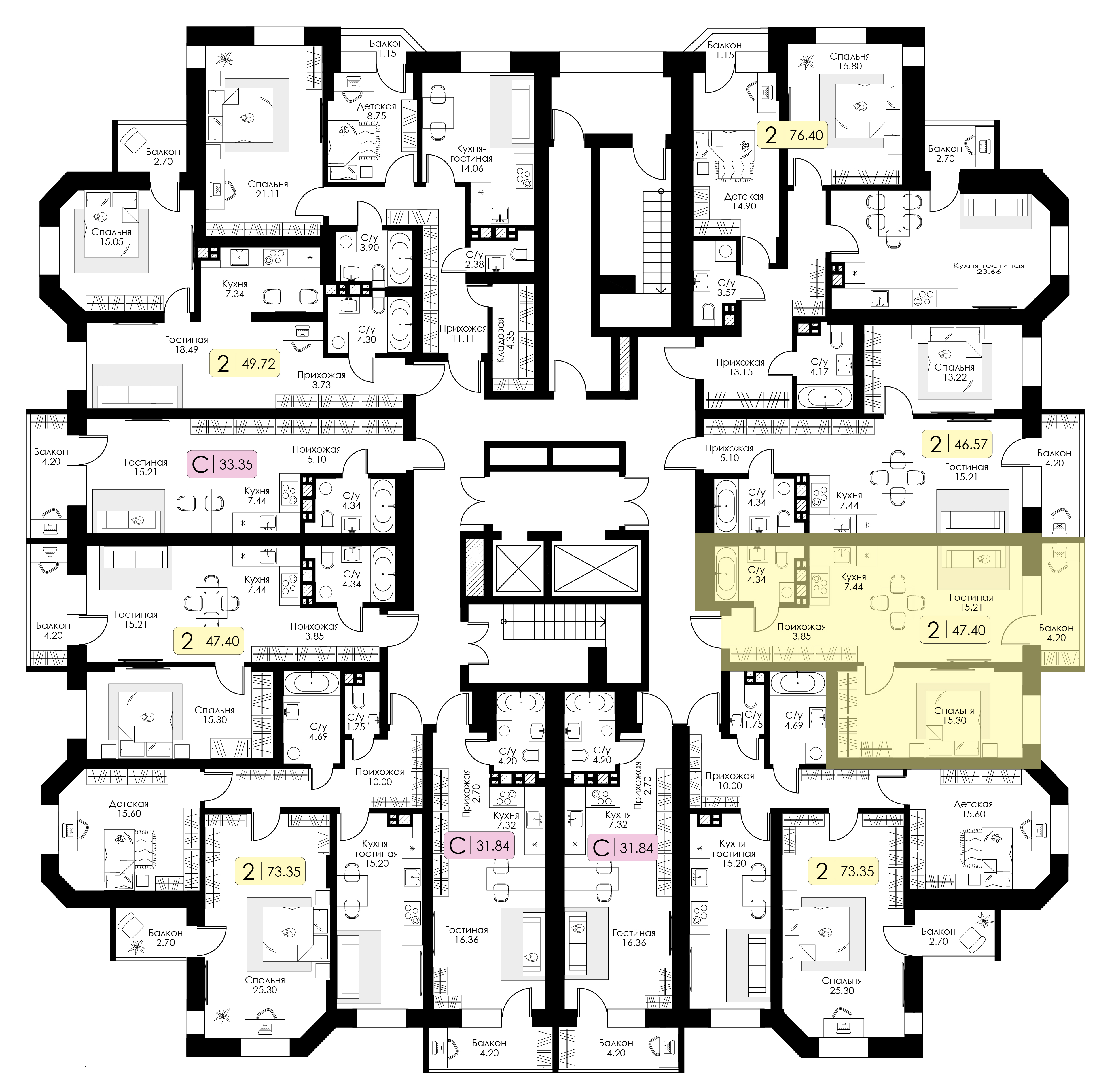Однокомнатная квартира № 113 