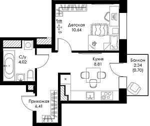 Однокомнатная квартира №86