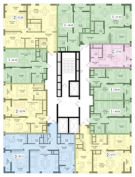 Однокомнатная квартира 40.49м², 24 этаж № 221