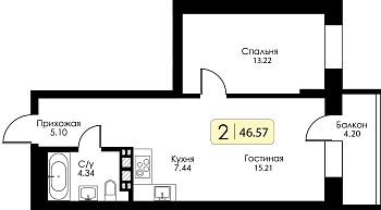 Однокомнатная квартира № 123