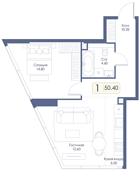 Однокомнатная квартира № 561 