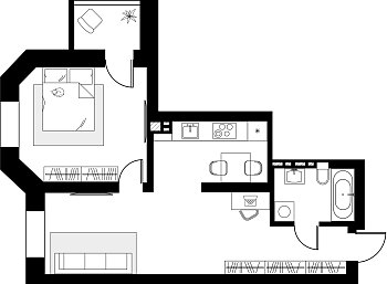 Однокомнатная квартира 48.58м², 3 этаж № 21