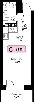 Квартира-студия № 126