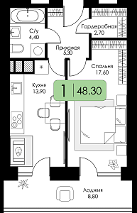 Однокомнатная квартира №23