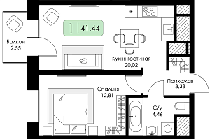 Однокомнатная квартира №146