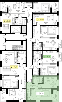 Однокомнатная квартира 39.65м², 3 этаж № 145