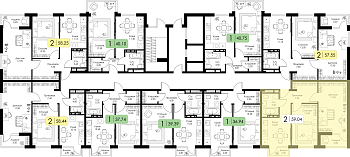 Двухкомнатная квартира 59.04м², 2 этаж № 3