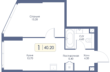 Однокомнатная квартира № 611 