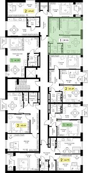 Однокомнатная квартира 39.95м², 5 этаж № 132