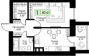 Однокомнатная квартира №56