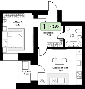 Однокомнатная квартира №88