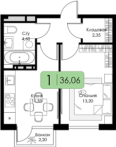Однокомнатная квартира №4