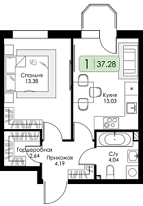 Однокомнатная квартира №51