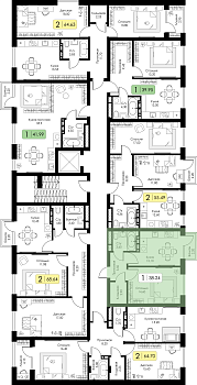 Однокомнатная квартира 38.24м², 5 этаж № 134