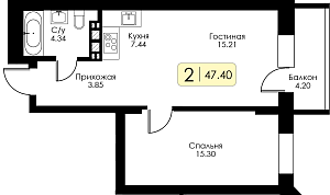 Однокомнатная квартира №102