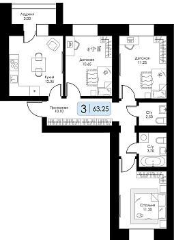 Трехкомнатная квартира № 25 