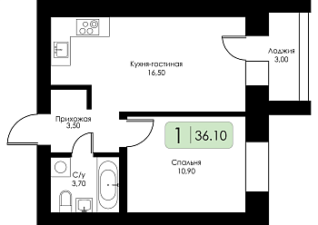 Однокомнатная квартира № 51 
