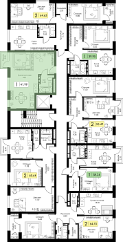 Однокомнатная квартира 41.99м², 5 этаж № 130