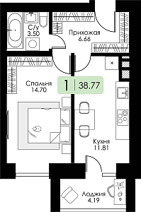 Однокомнатная квартира №159