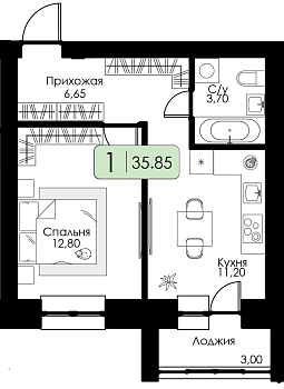 Однокомнатная квартира № 125 