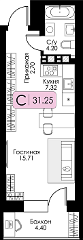 Квартира-студия 31.25м², 10 этаж № 94