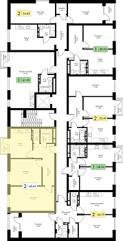 Двухкомнатная квартира 68.64м², 2 этаж № 115