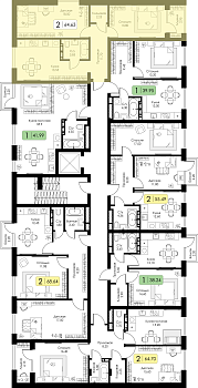 Двухкомнатная квартира 64.63м², 2 этаж № 110