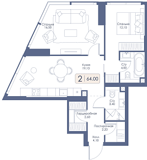 Двухкомнатная квартира № 342 