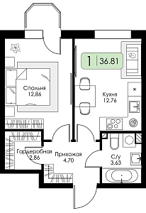 Однокомнатная квартира №62