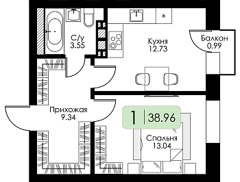 Однокомнатная квартира № 24