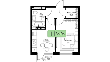 Однокомнатная квартира № 13 