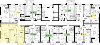 Двухкомнатная квартира 58.44м², 2 этаж № 7