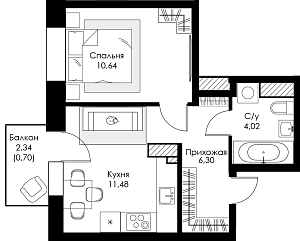 Однокомнатная квартира №83