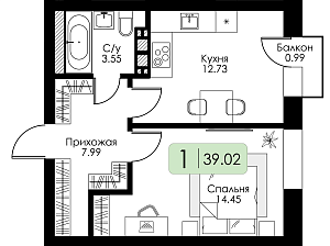Однокомнатная квартира №26