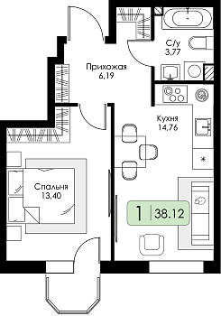 Однокомнатная квартира № 132