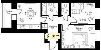 Двухкомнатная квартира № 168 