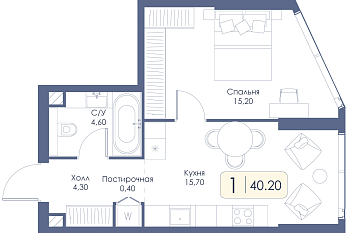 Однокомнатная квартира № 599 