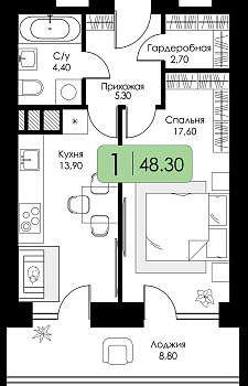 Однокомнатная квартира № 28