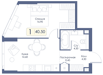 Однокомнатная квартира № 566 