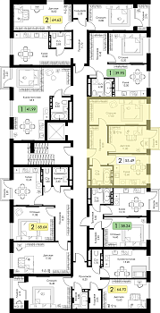 Двухкомнатная квартира 55.49м², 2 этаж № 112