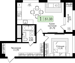 Однокомнатная квартира №22