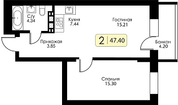 Однокомнатная квартира № 124