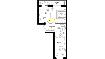 Двухкомнатная квартира № 49 