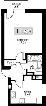 Однокомнатная квартира № 13