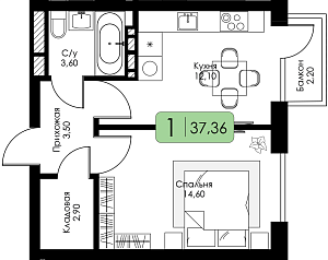 Однокомнатная квартира №120