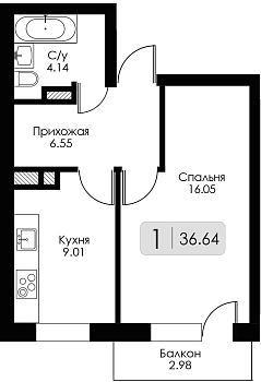 Однокомнатная квартира № 4