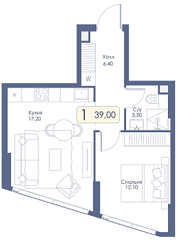 Однокомнатная квартира № 120 