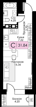 Квартира-студия № 170