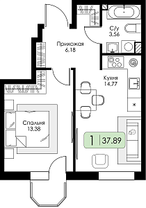 Однокомнатная квартира №148